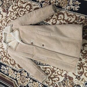 Vintage 70s Lambskin Long Suede Coat Leather Jacket Shearling 1970 Retro